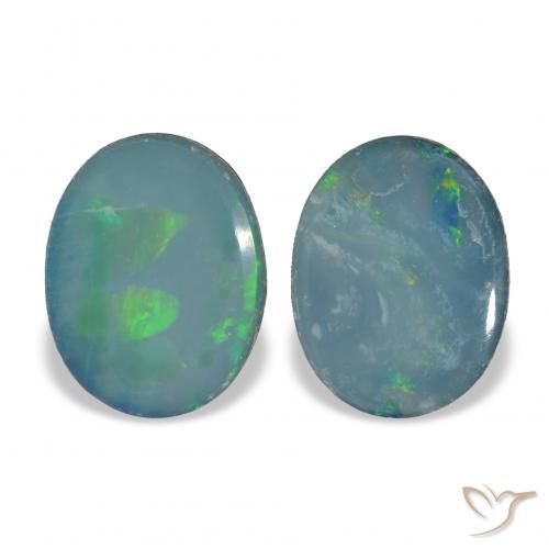 2.05 ctw Multicolor Opal Doublet Gemstones, Opal Doublet Gems in Oval Cabochon Shape for Sale.