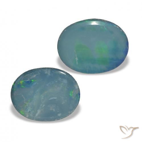 2.05 ctw Multicolor Opal Doublet Stones, Natural Opal Doublet in Oval Cabochon Shape for Sale