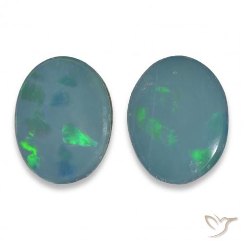 2.31 ctw Multicolor Opal Doublet Gemstones, Opal Doublet Gems in Oval Cabochon Shape for Sale.