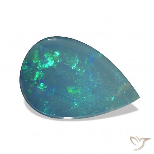 1.29ct Multicolor Blue Green Opal Doublet, Pear Shape, Opaque