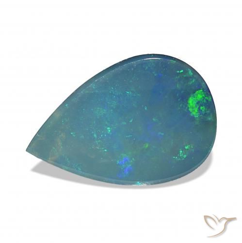 1.29 ct Multicolor Opal Doublet Stone, Natural Opal Doublet in Pear Cabochon Shape for Sale