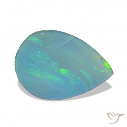 1.62 ct Multicolor Opal Doublet Stone, Natural Opal Doublet in Pear Cabochon Shape for Sale