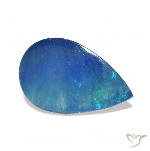 0.57 ct Multicolor Opal Doublet Stone, Natural Opal Doublet in Pear Cabochon Shape for Sale