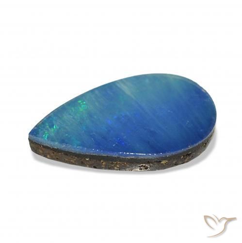 Opal Doublet Gemstone in 8.2 x 5.2 mm Size for Sale, Opal Doublet Stone in Multicolor Blue Color