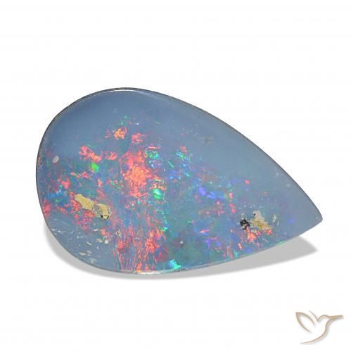 2.21 ct Multicolor Opal Doublet Stone, Natural Opal Doublet in Pear Cabochon Shape for Sale
