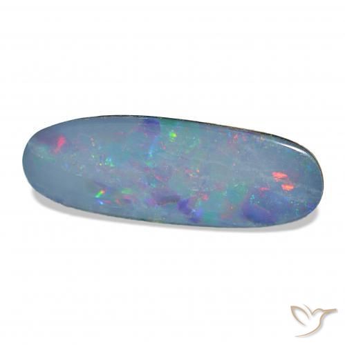 5.12 ct Multicolor Opal Doublet Stone, Natural Opal Doublet in Oval Cabochon Shape for Sale