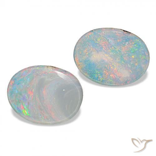2.15 ctw Multicolor Opal Doublet Stones, Natural Opal Doublet in Oval Cabochon Shape for Sale