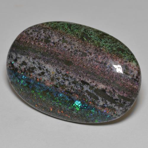 Multicolor Opal in Matrix Gem - 50.4ct Oval Cabochon (ID: 578224)