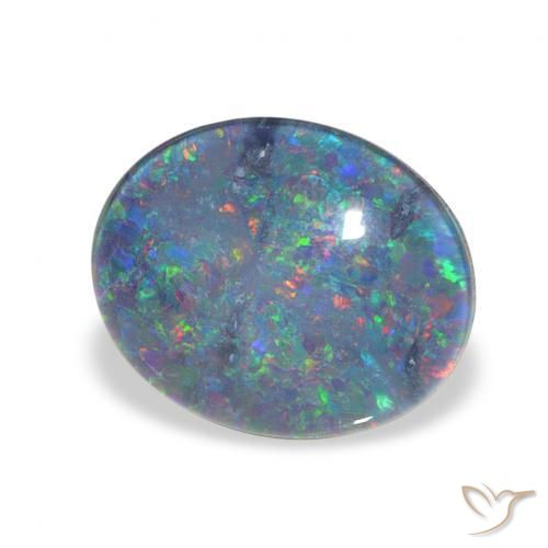 2.90 ct Multicolor Opal Triplet Stone, Natural Opal Triplet in Oval Cabochon Shape for Sale