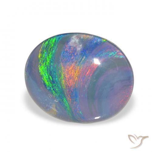3.00 ct Multicolor Opal Triplet Stone, Natural Opal Triplet in Oval Cabochon Shape for Sale