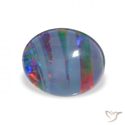 2.25 ct Multicolor Opal Triplet Stone, Natural Opal Triplet in Oval Cabochon Shape for Sale