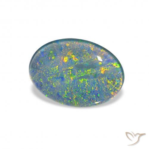 3.54 ct Multicolor Opal Triplet Stone, Natural Opal Triplet in Oval Cabochon Shape for Sale