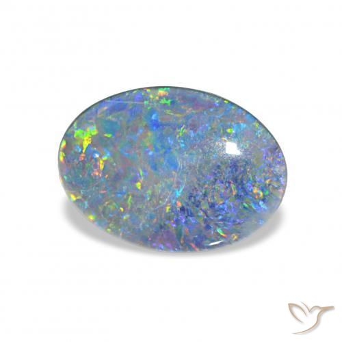 3.36 ct Multicolor Opal Triplet Stone, Natural Opal Triplet in Oval Cabochon Shape for Sale