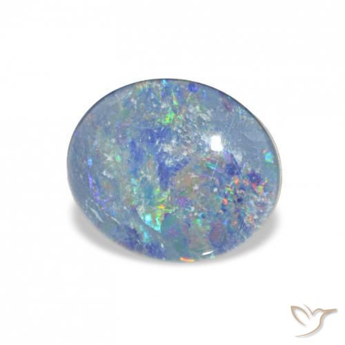 2.86 ct Multicolor Opal Triplet Stone, Natural Opal Triplet in Oval Cabochon Shape for Sale