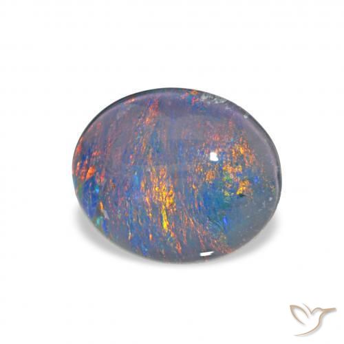 2.51 ct Multicolor Opal Triplet Stone, Natural Opal Triplet in Oval Cabochon Shape for Sale