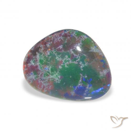 3.38 ct Multicolor Opal Triplet Stone, Natural Opal Triplet in Trillion Cabochon Shape for Sale