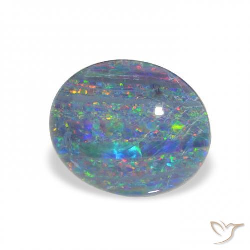 2.03 ct Multicolor Opal Triplet Stone, Natural Opal Triplet in Oval Cabochon Shape for Sale