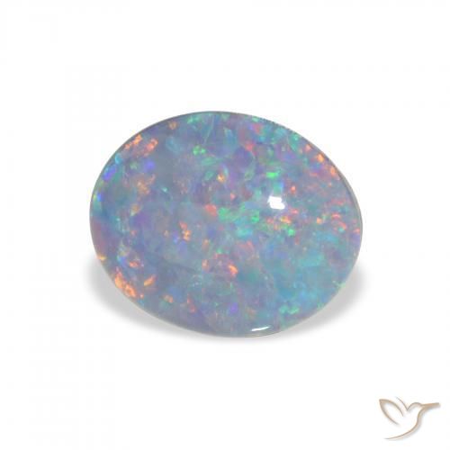 2.39 ct Multicolor Opal Triplet Stone, Natural Opal Triplet in Oval Cabochon Shape for Sale