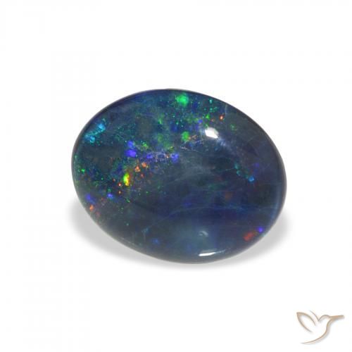 2.57 ct Multicolor Opal Triplet Stone, Natural Opal Triplet in Oval Cabochon Shape for Sale