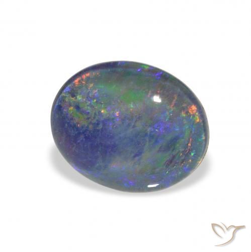 2.57 ct Multicolor Opal Triplet Stone, Natural Opal Triplet in Oval Cabochon Shape for Sale