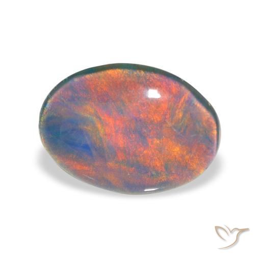 3.48 ct Multicolor Opal Triplet Stone, Natural Opal Triplet in Oval Cabochon Shape for Sale