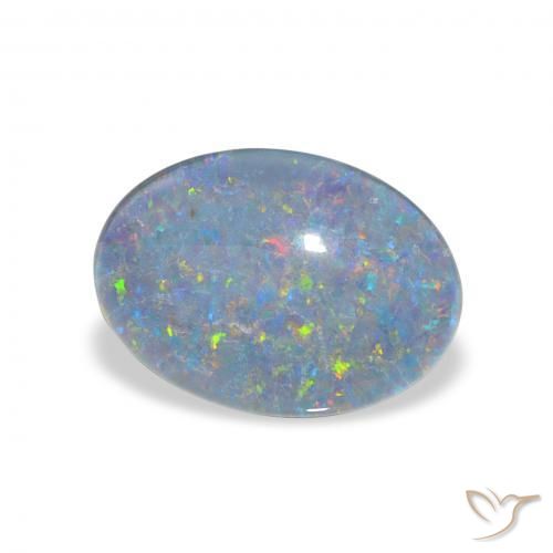 3.74 ct Multicolor Opal Triplet Stone, Natural Opal Triplet in Oval Cabochon Shape for Sale