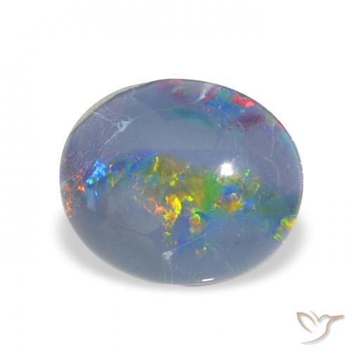 2.54 ct Multicolor Opal Triplet Stone, Natural Opal Triplet in Oval Cabochon Shape for Sale