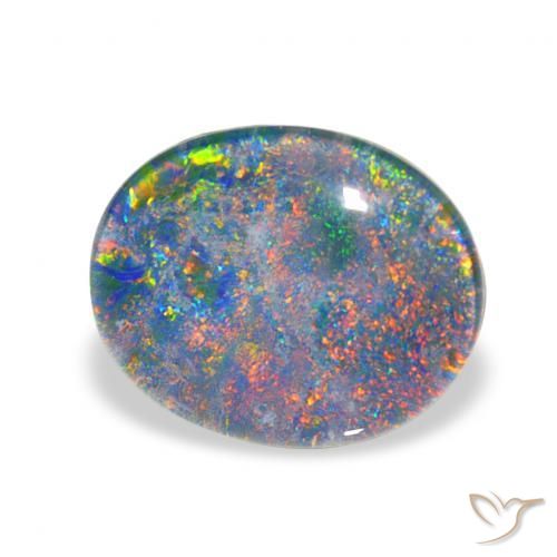2.81 ct Multicolor Opal Triplet Stone, Natural Opal Triplet in Oval Cabochon Shape for Sale