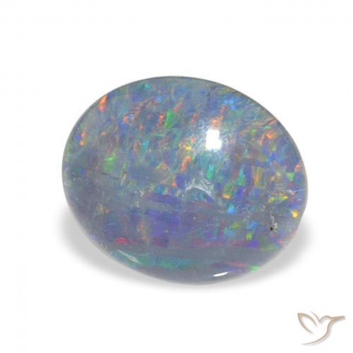 3.00 ct Multicolor Opal Triplet Stone, Natural Opal Triplet in Oval Cabochon Shape for Sale