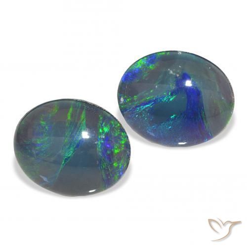 5.60 ctw Multicolor Opal Triplet Stones, Natural Opal Triplet in Oval Cabochon Shape for Sale