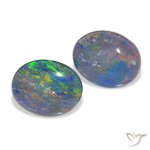 4.51 ctw Multicolor Opal Triplet Stones, Natural Opal Triplet in Oval Cabochon Shape for Sale