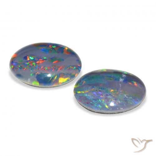 Opal Triplet Gemstones in 11 x 9 mm (calibrated) Size for Sale, Opal Triplet Stones in Multicolor Color