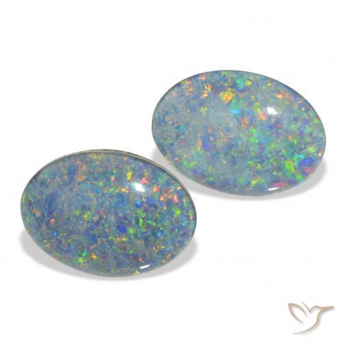 7.86 ctw Multicolor Opal Triplet Stones, Natural Opal Triplet in Oval Cabochon Shape for Sale