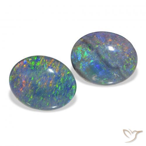 4.44 ctw Multicolor Opal Triplet Stones, Natural Opal Triplet in Oval Cabochon Shape for Sale