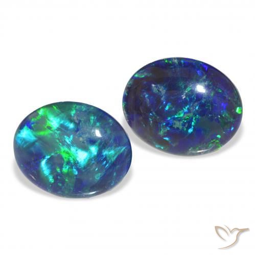 4.35 ctw Multicolor Opal Triplet Stones, Natural Opal Triplet in Oval Cabochon Shape for Sale