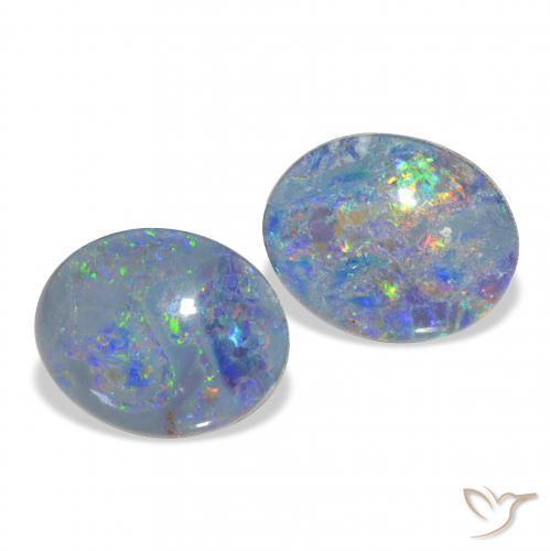 4.70 ctw Multicolor Opal Triplet Stones, Natural Opal Triplet in Oval Cabochon Shape for Sale