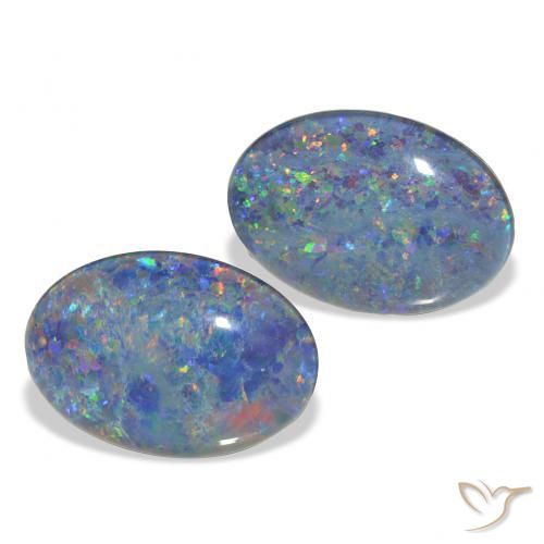 7.17 ctw Multicolor Opal Triplet Stones, Natural Opal Triplet in Oval Cabochon Shape for Sale