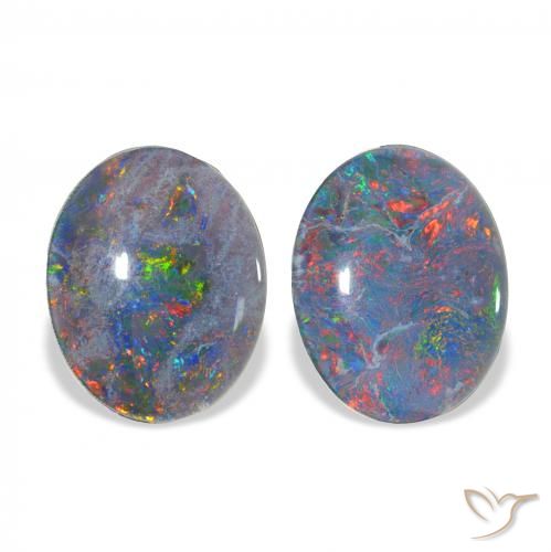 4.29 ctw Multicolor Opal Triplet Gemstones, Opal Triplet Gems in Oval Cabochon Shape for Sale.