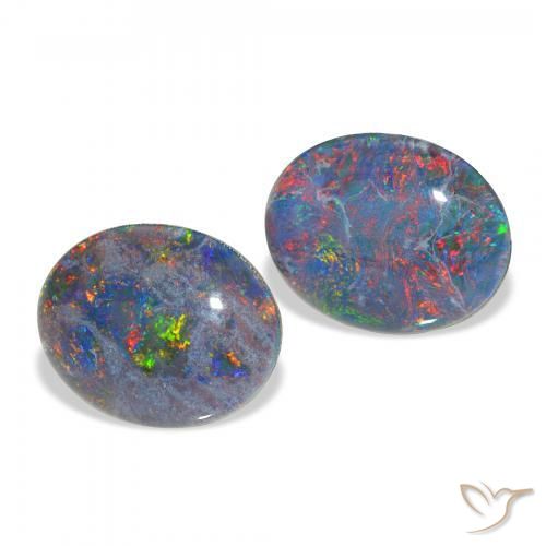 4.29 ctw Multicolor Opal Triplet Stones, Natural Opal Triplet in Oval Cabochon Shape for Sale