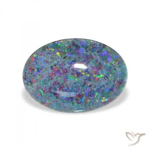 3.82 ct Multicolor Opal Triplet Gemstone, Opal Triplet Gem in Oval Cabochon Shape for Sale.