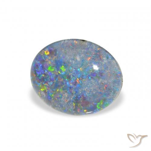 2.25 ct Multicolor Opal Triplet Stone, Natural Opal Triplet in Oval Cabochon Shape for Sale