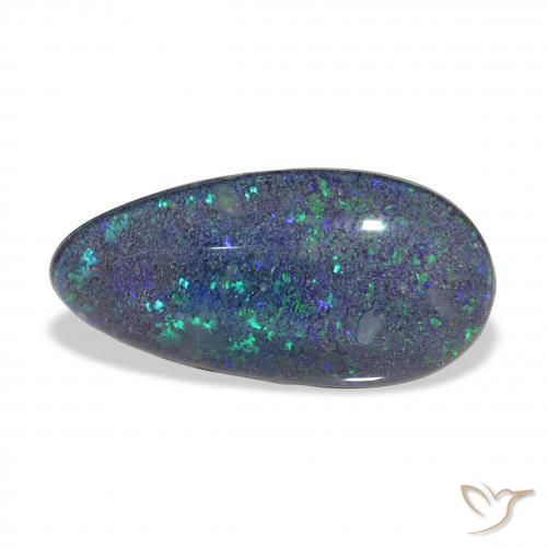 3.74 ct Multicolor Opal Triplet Stone, Natural Opal Triplet in Pear Cabochon Shape for Sale