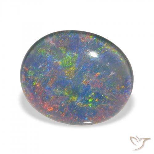 3.00 ct Multicolor Opal Triplet Stone, Natural Opal Triplet in Oval Cabochon Shape for Sale