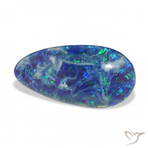 3.93 ct Multicolor Opal Triplet Stone, Natural Opal Triplet in Pear Cabochon Shape for Sale