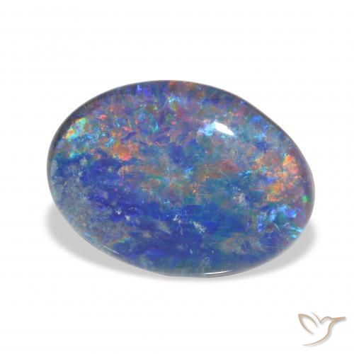 3.84 ct Multicolor Opal Triplet Stone, Natural Opal Triplet in Oval Cabochon Shape for Sale