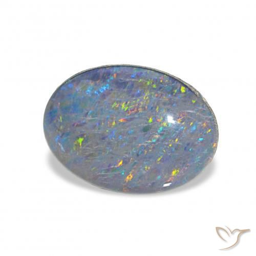 3.88 ct Multicolor Opal Triplet Stone, Natural Opal Triplet in Oval Cabochon Shape for Sale