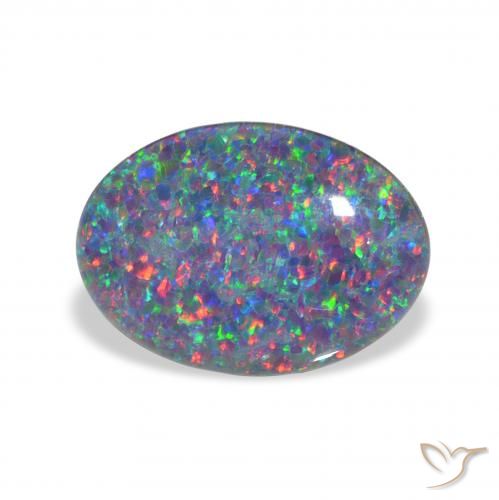 3.53 ct Multicolor Opal Triplet Gemstone, Opal Triplet Gem in Oval Cabochon Shape for Sale.