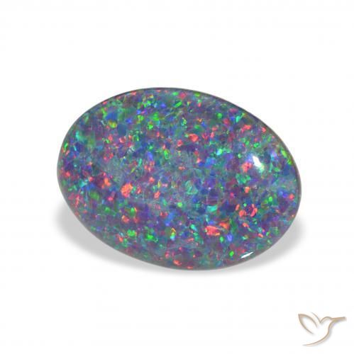 3.53 ct Multicolor Opal Triplet Stone, Natural Opal Triplet in Oval Cabochon Shape for Sale