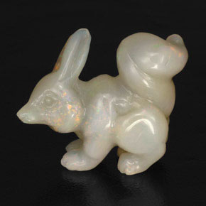 31.78 ct Multicolor Opal Gemstone, Opal Gem in Carved Fox Shape for Sale.