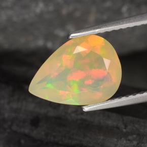 1.57 ct Multicolor Opal Gemstone, Opal Gem in Pear Facet Shape for Sale.